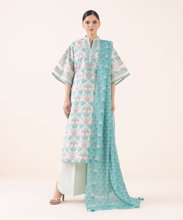 3 Piece - Embroidered Cotton Suit U3PEDY25V627