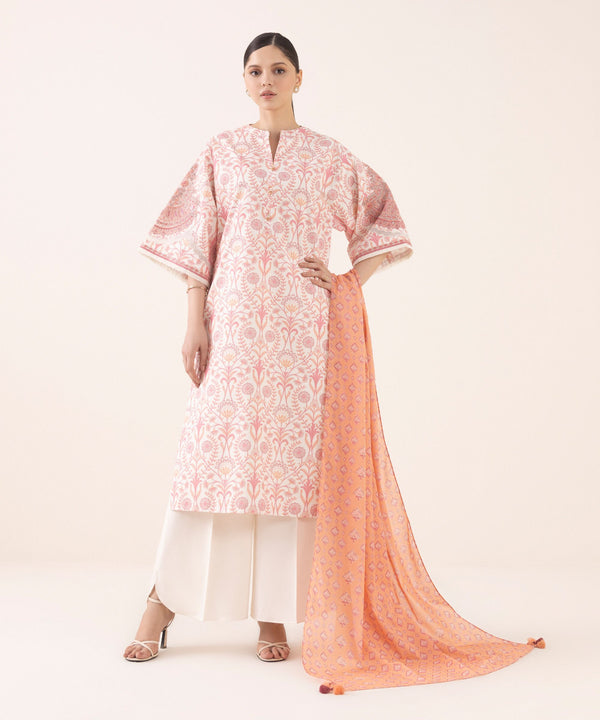 3 Piece - Embroidered Cotton Suit U3PEDY25V629