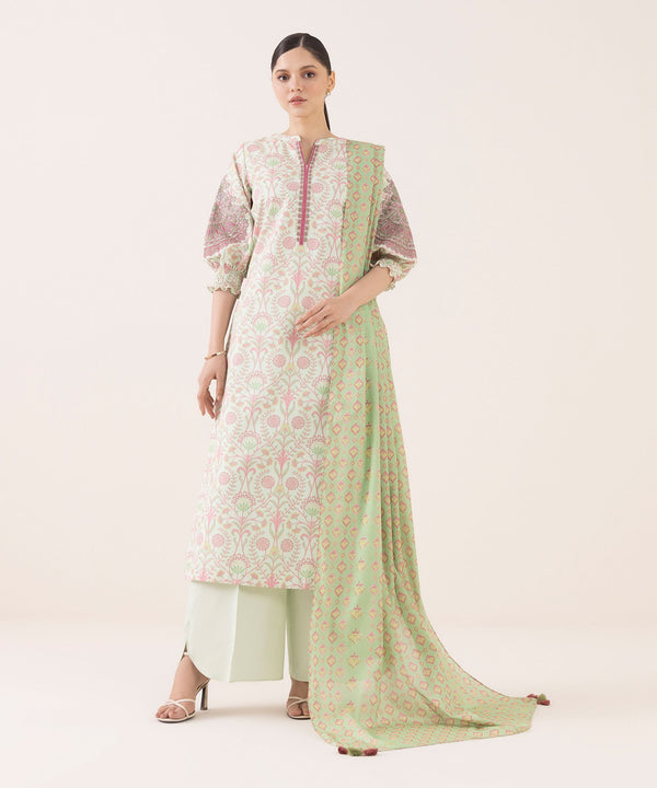 3 Piece - Embroidered Cotton Suit U3PEDY25V630