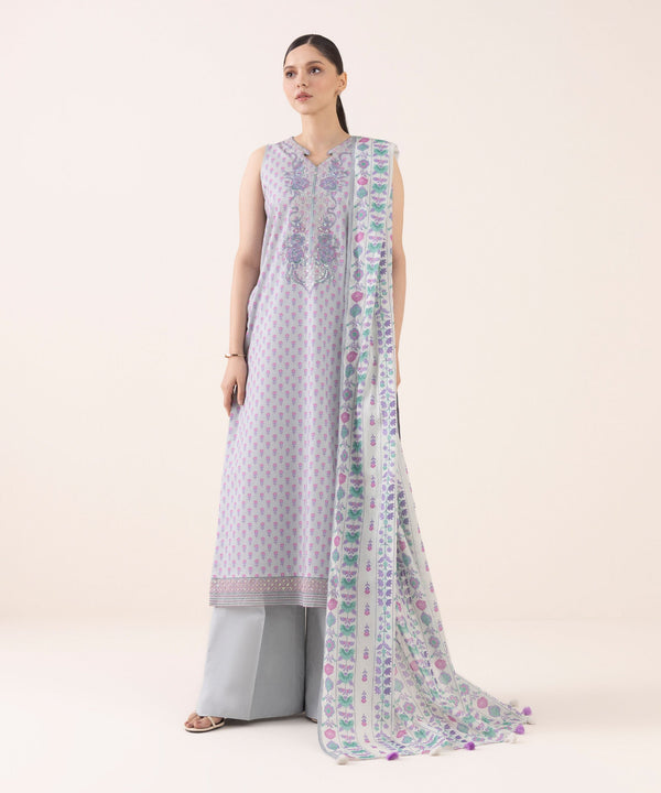 3 Piece - Embroidered Cotton Suit U3PEDY25V631