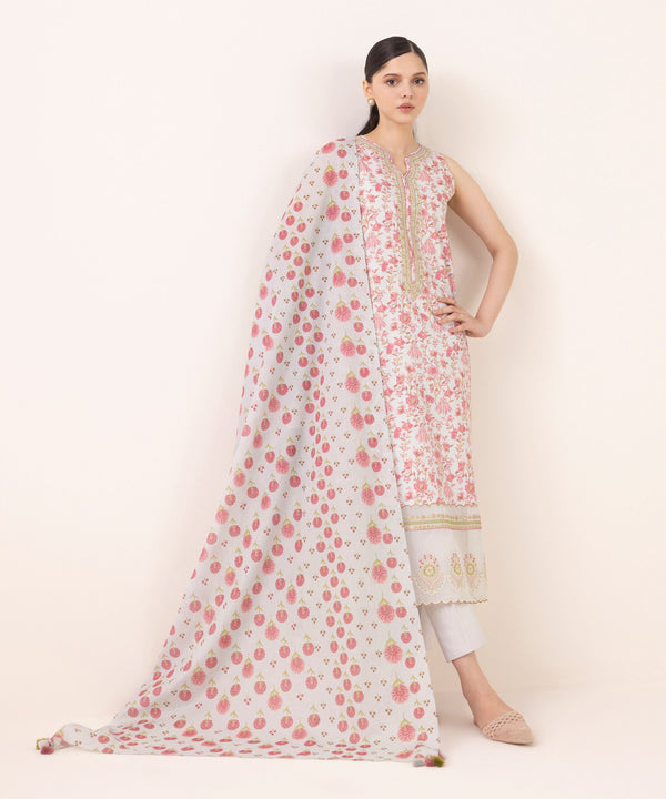 3 Piece - Embroidered Cotton Suit U3PEDY25V632
