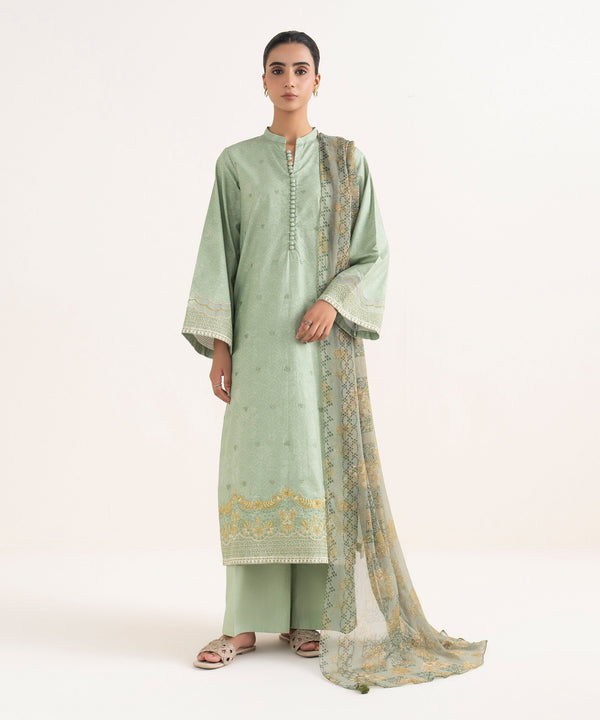 3 Piece - Embroidered Cotton Suit U3PEDY25V647