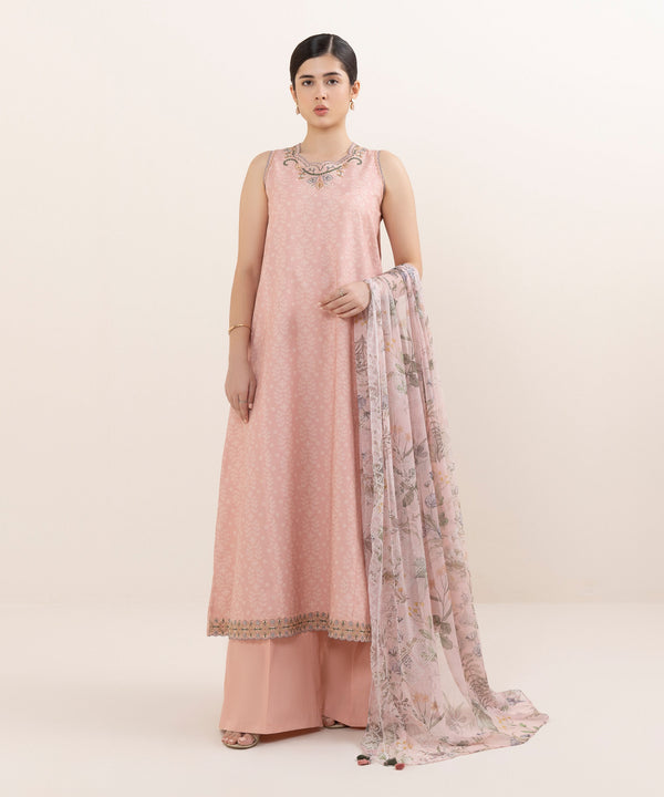 3 Piece - Embroidered Cotton Suit U3PEDY25V648
