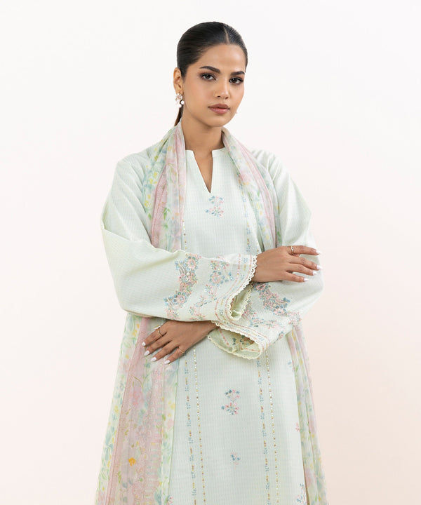 3 Piece - Embroidered Jacquard Suit U3PEJQ25V619