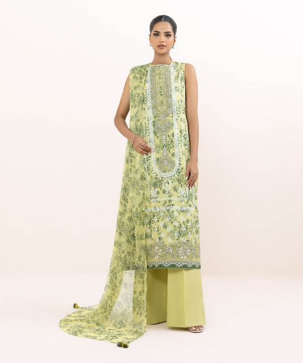 3 Piece - Embroidered Cotton Viscose Suit U3PESG25V615
