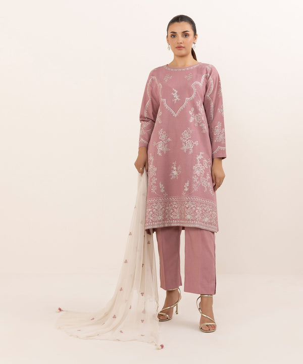 3 Piece - Embroidered Dobby Suit U3PEST25V611