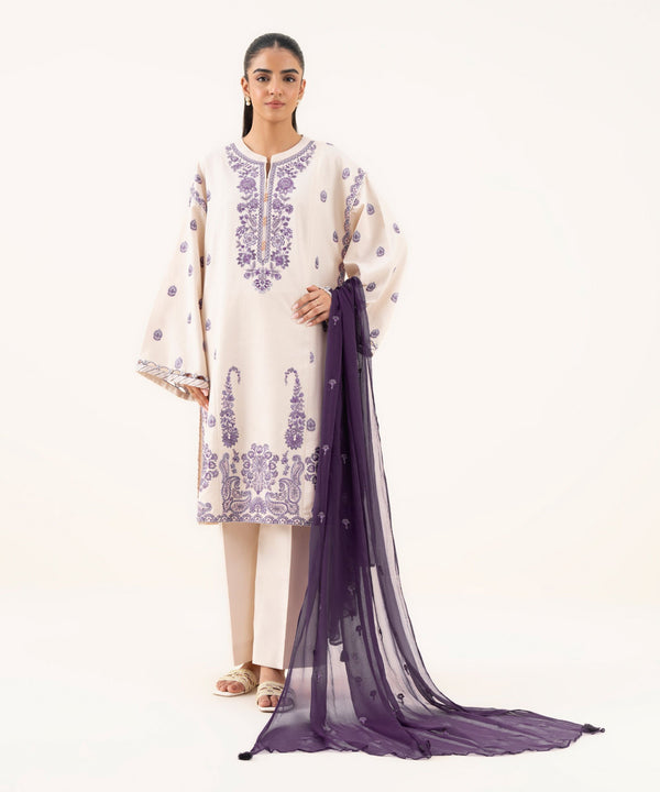 3 Piece - Embroidered Dobby Suit U3PEST25V612