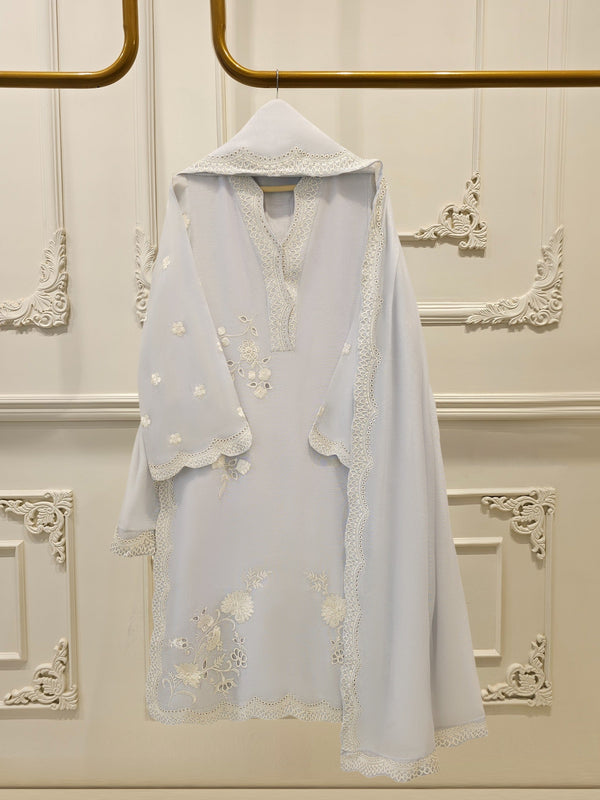 3 Piece - Pure Embroidered Cotton Net Suit S112081