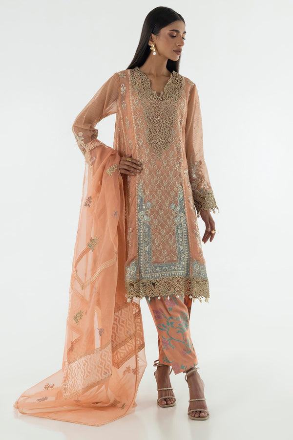 Stitched Pink Embroidered Shirt + Shalwar + Dupatta (FW24EXE151P3)