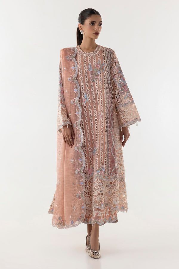 Stitched Pink Embroidered Shirt + Culotte + Dupatta (FW24EXE702P3)