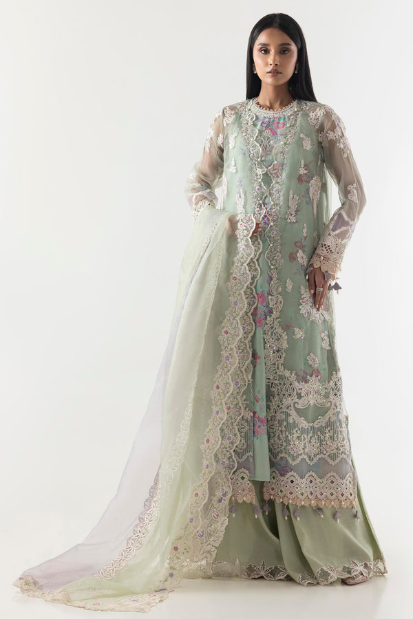 Stitched Green Basic Embroidered Shirt+Dupatta+Plazo (FW24EXE704p3)