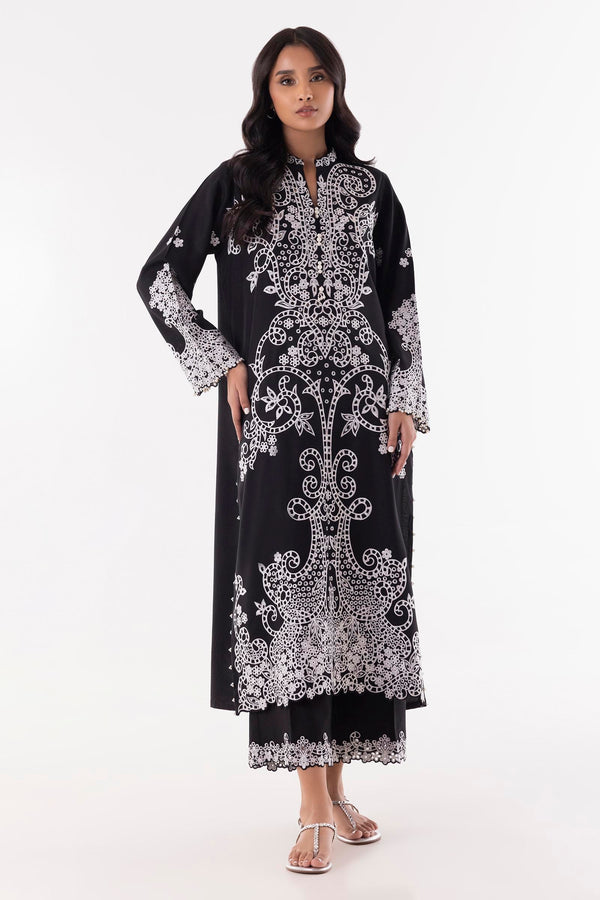 Stitched Black Embroidered Shirt + Culotte (FW24SGE520P2T)