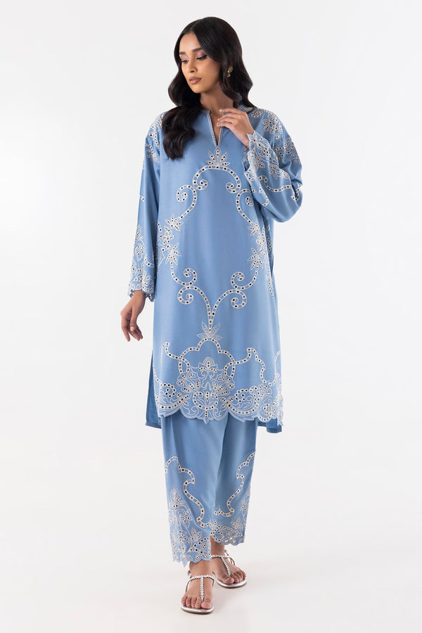 Stitched Linen Embroidered Shirt + Shalwar (FW24SGE522P2T)