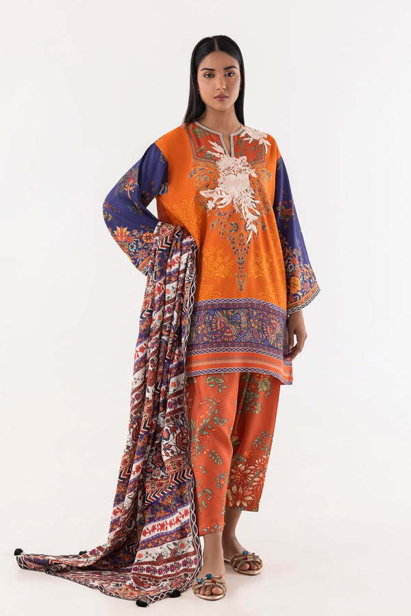 Stitched Multi Raw Silk Embroidered Suit (FW24SGE541P3)