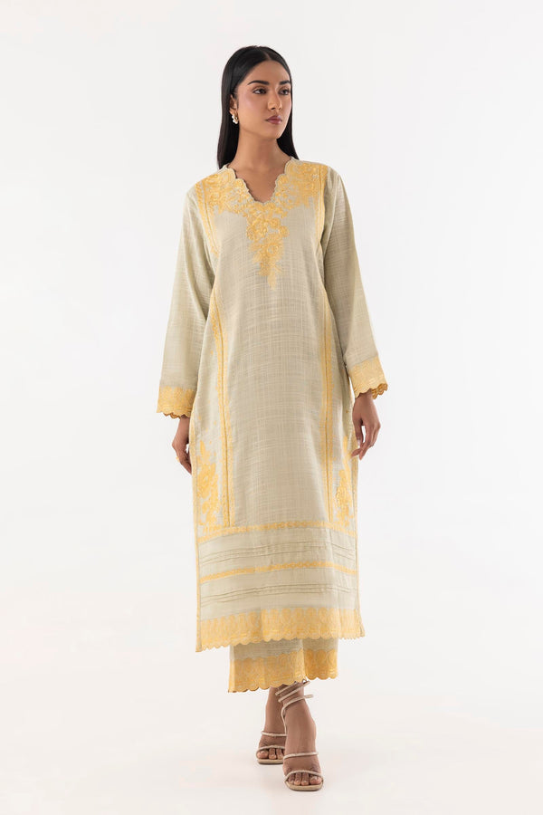 Stitched Beige Embroidered Shirt (FW24SGE551)