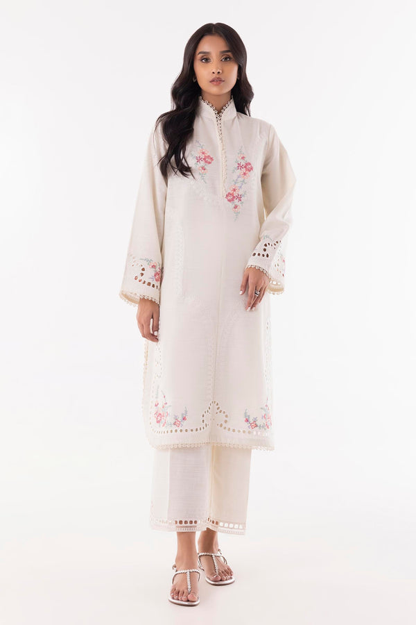 Stitched Off White Embroidered Shirt + Culotte (FW24SGE553P2T)