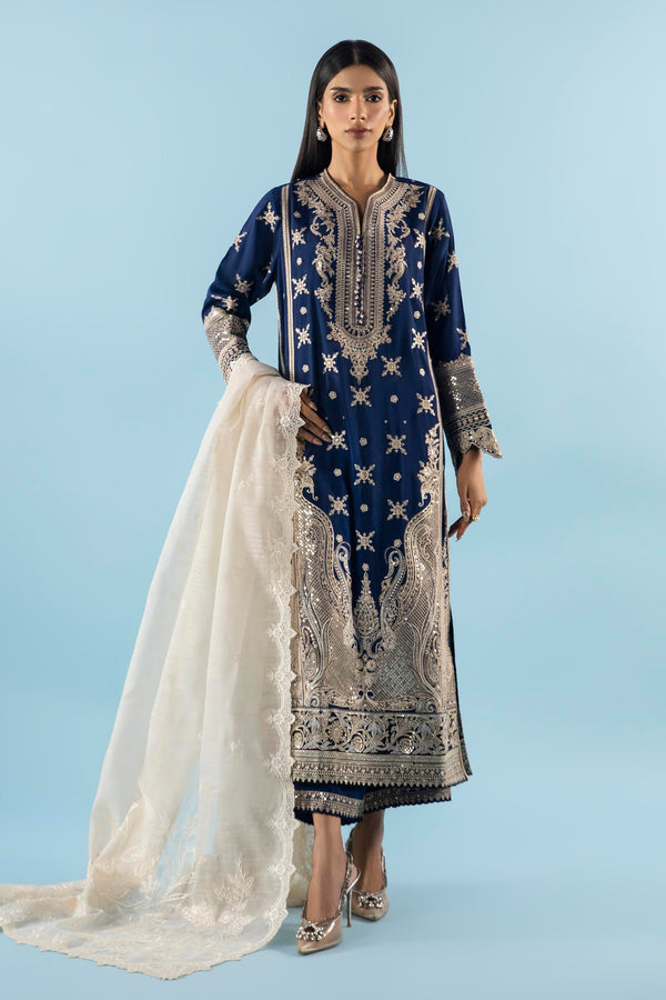 Stitched Embroidered Silk Shirt + Culotte + Dupatta (SC25SGE575P3)