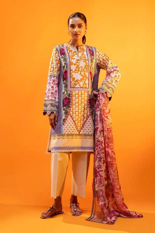 Unstitched Lawn 3 Piece Suit (H252-006B-2AI)