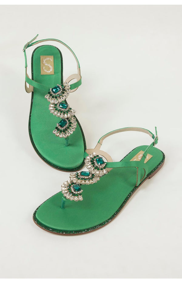 Green Sparkle Slingback Flats (SC25SH-FSD-096)