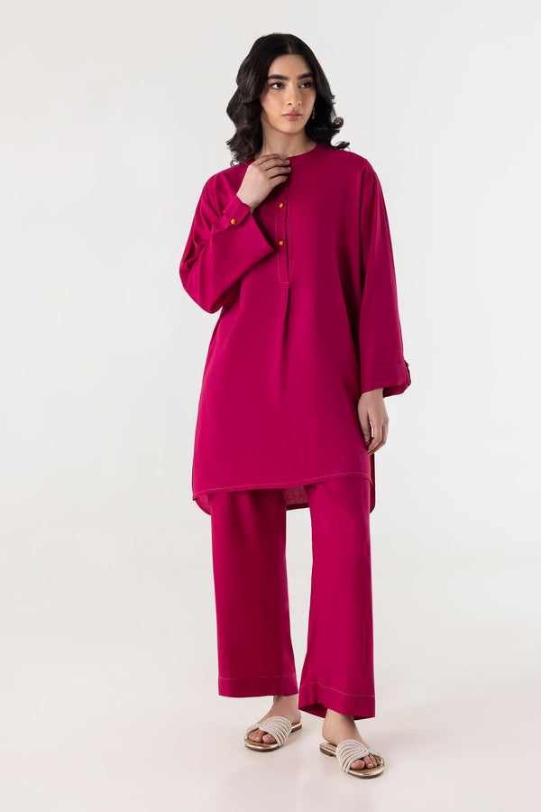 Stitched Pink Printed Shirt + Culotte (SS25BSD183P2T)
