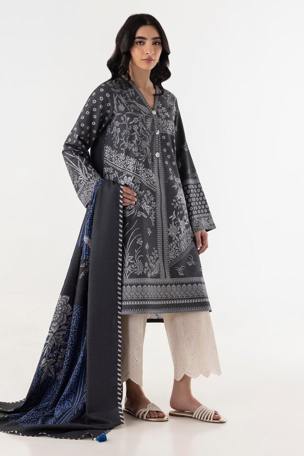 Stitched Charcoal Printed Shirt + Dupatta (SS25BSP167P2D)