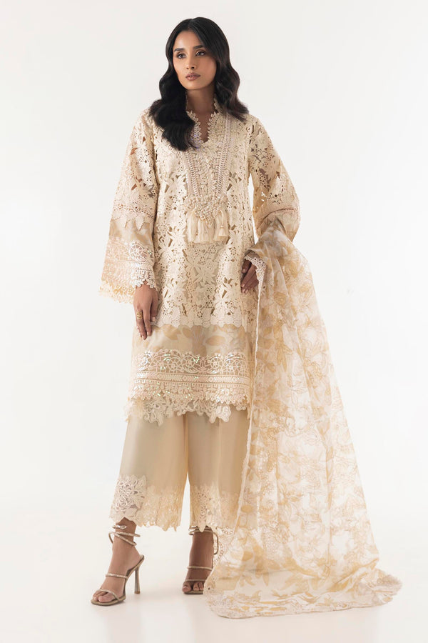 Stiched Raw Silk Shirt + Culotte + Dupatta (ss25exe115)