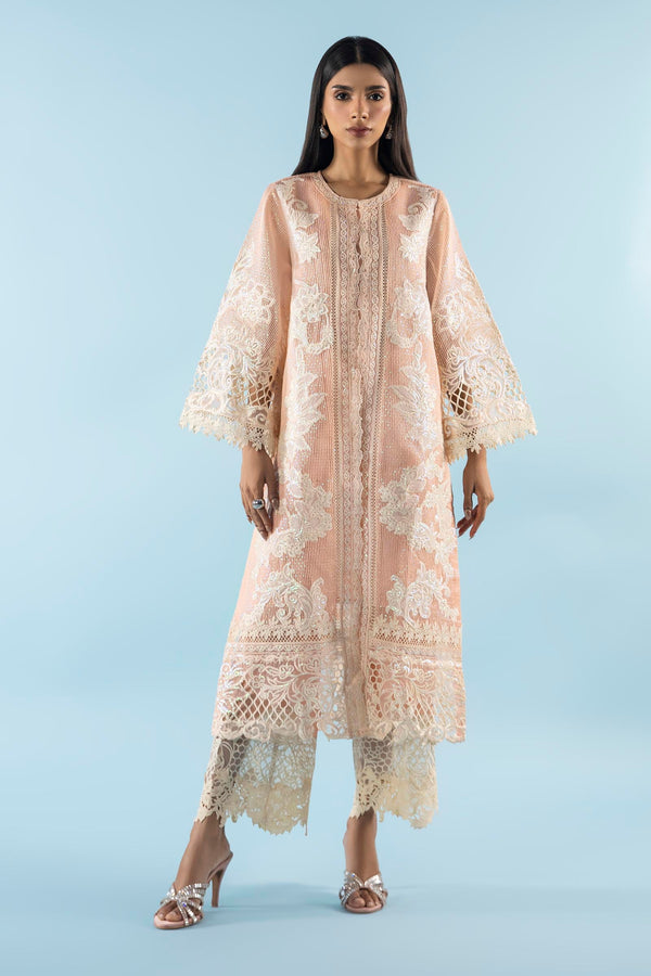 Stitched Embroidered Organza Shirt + Culotte (ss25exe119)
