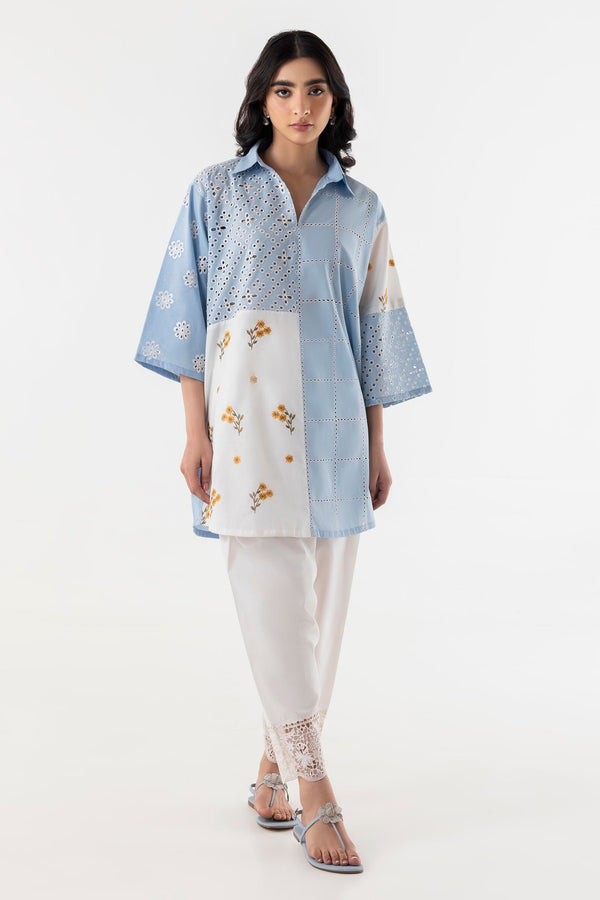 Stitched Lawn Embroidered Boxy Shirt (SS25SGE320)