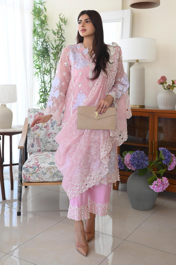 Stitched Embroidered Slub Shirt + Culotte + Dupatta (SS25SGE350P3)