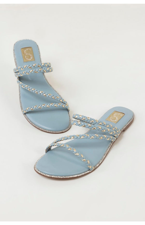 Turquoise Braided Flats (SS25SH-FS-020)