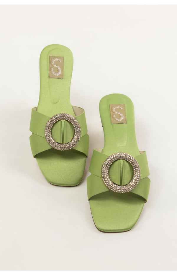 Green Embellished Flats (SS25SH-FS-022)