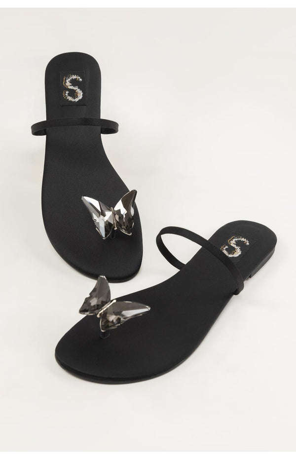 Black Butterfly Toering Flats (SS25SH-FS-051)