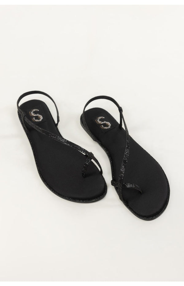 Black Diamante Flats (SS25SH-FSD-030)